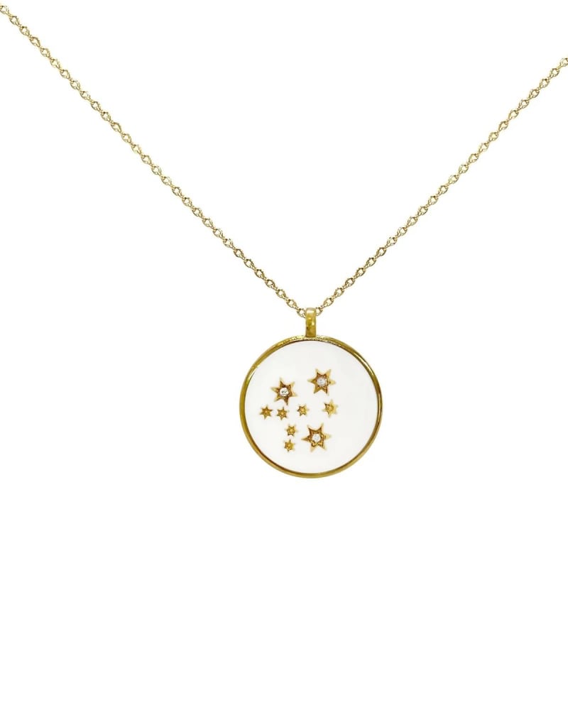 Front of a size O/S Aquarius Necklace in White Enamel in White Enamel by La Soula Jewelry. | dia_product_style_image_id:328975